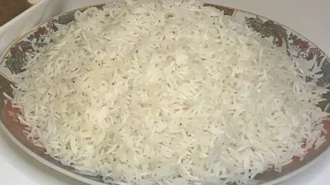 A tray of steamed white basmati rice